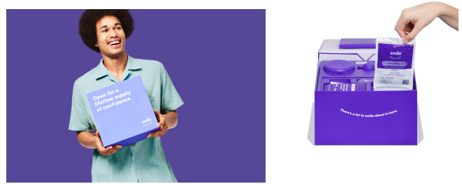 Woman holding clear braces packaging